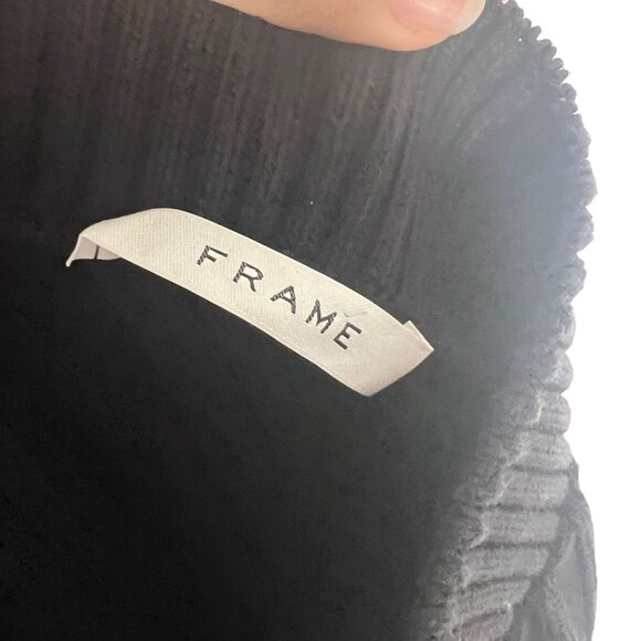FRAME Black Ribbed One Shoulder Long Sleeve Top Medium - Picture 4 of 8